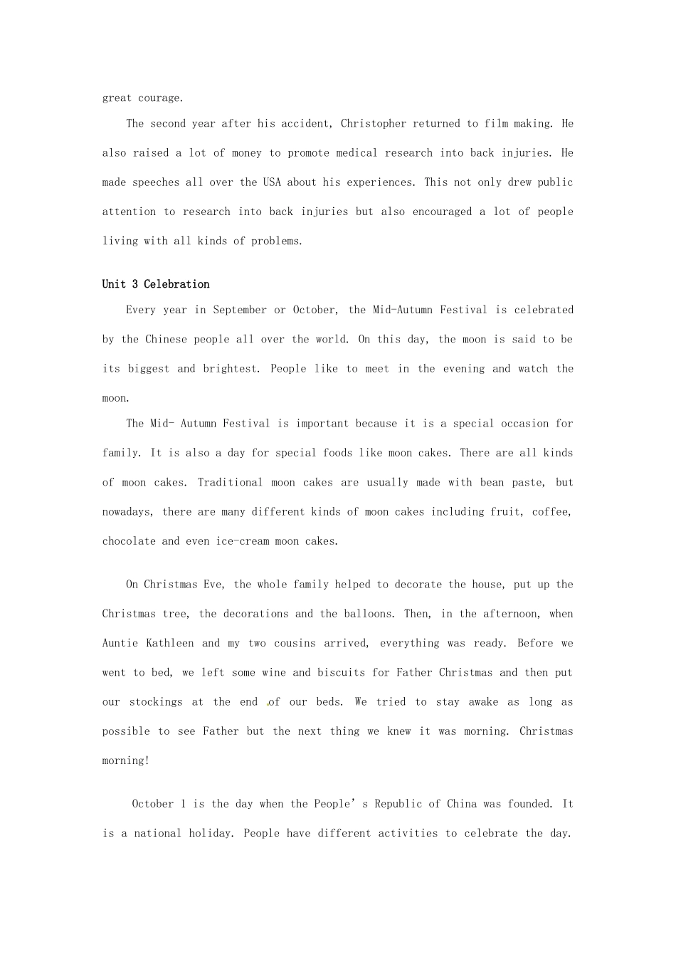 高考英语一轮复习 核心文段（1-4模块）素材-人教版高三全册英语素材_第2页