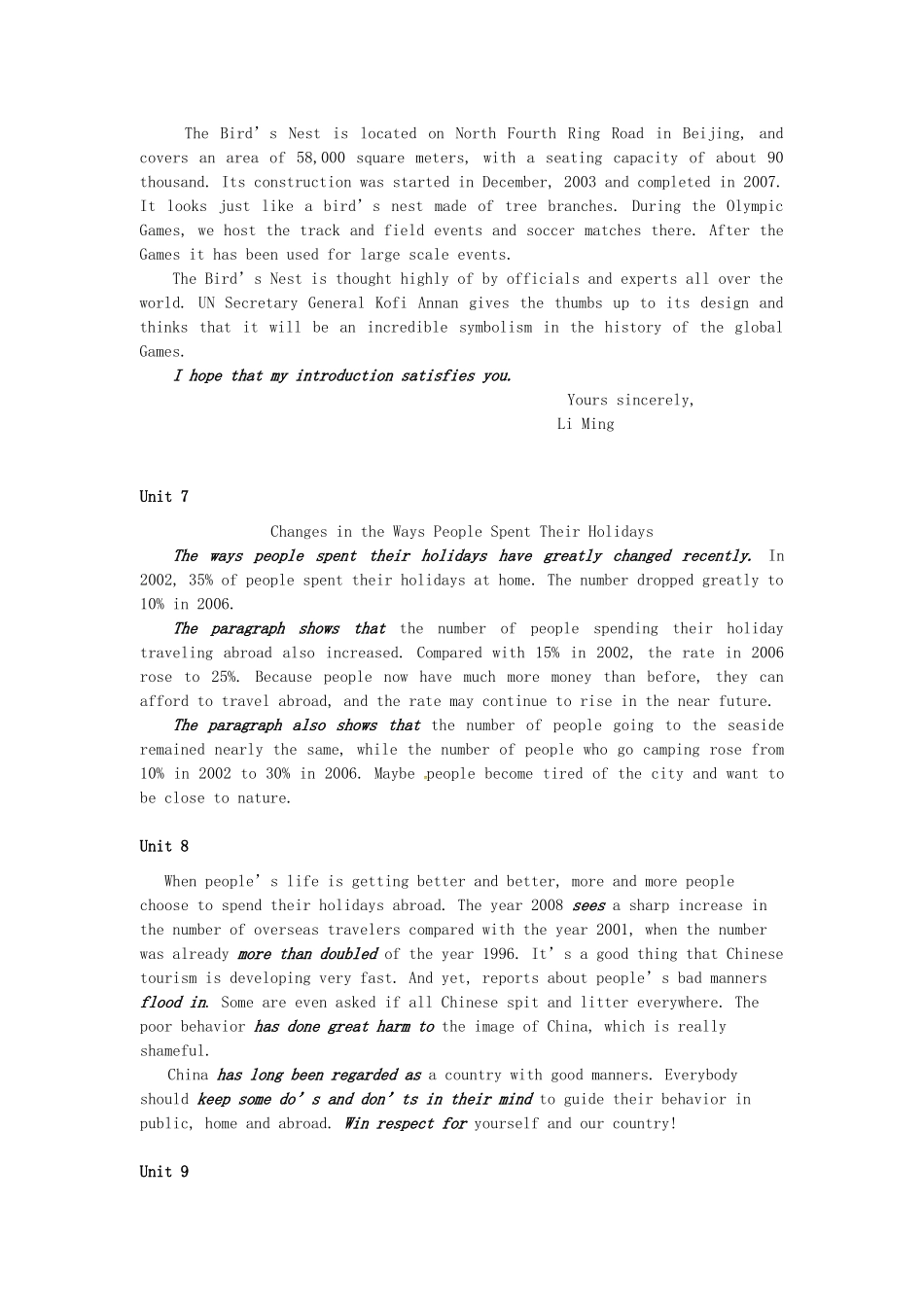 高考英语一轮复习 写作（1-5模块）素材-人教版高三全册英语素材_第3页