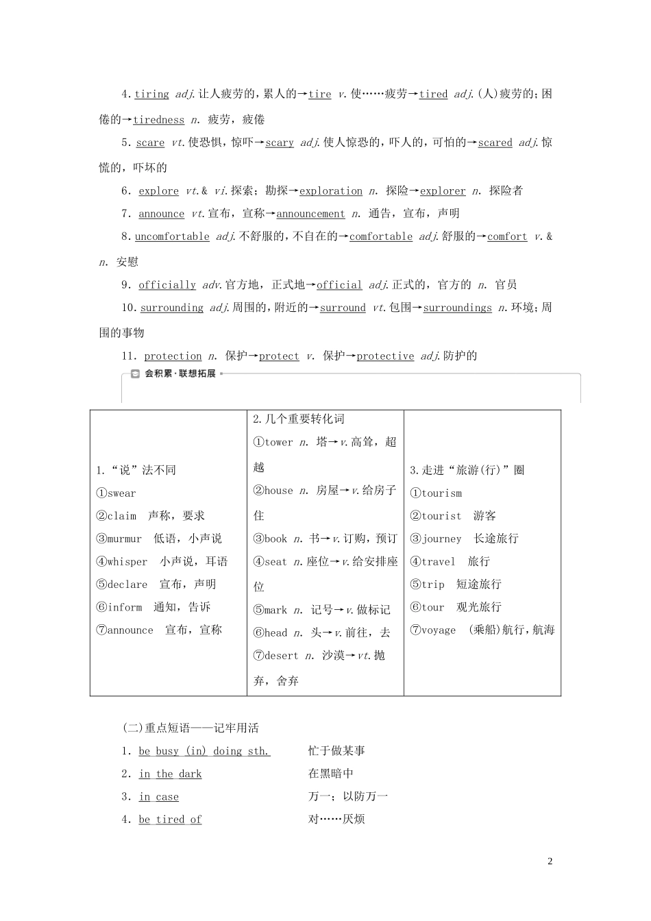 高考英语一轮复习 Unit 2 Wish you were here学案 牛津译林版必修2-牛津版高三必修2英语学案_第2页