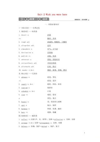 高考英语一轮复习 Unit 2 Wish you were here学案 牛津译林版必修2-牛津版高三必修2英语学案