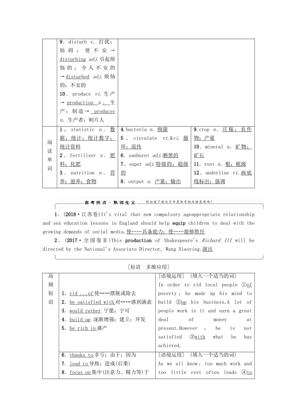 高考英语一轮复习 Unit 2 Work the land教学案 新人教版必修4-新人教版高三必修4英语教学案_第3页
