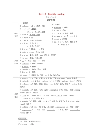 高考英语一轮统考复习 第一部分 教材重点全程攻略 Book 3 Unit 2 Healthy eating学案（含解析）新人教版-新人教版高三全册英语学案
