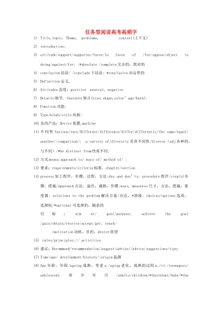 高考英语 任务型阅读高频字素材