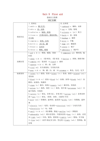 高考英语一轮统考复习 第一部分 教材重点全程攻略 Book 5 Unit 5 First aid学案（含解析）新人教版-新人教版高三全册英语学案
