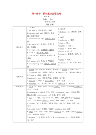 高考英语一轮统考复习 第一部分 教材重点全程攻略 Book 6 Unit 1 Art学案（含解析）新人教版-新人教版高三全册英语学案