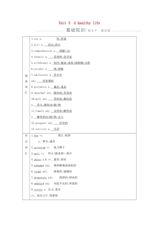高考英语一轮复习 Unit 3 A healthy life导学案 新人教版选修6-新人教版高三选修6英语学案