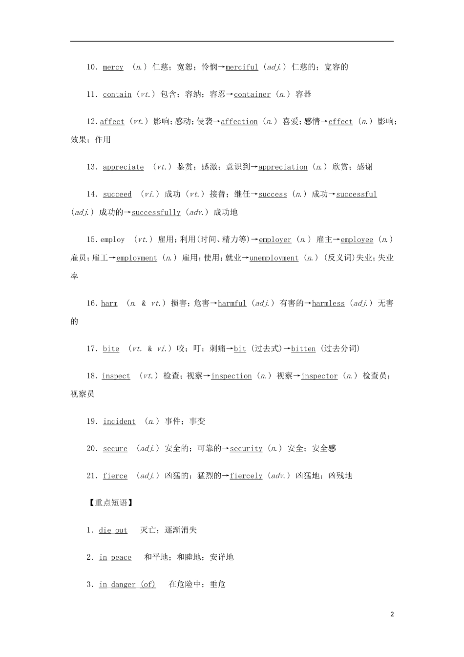 高考英语一轮复习 专题04 Wildlife protection（教学案）新人教版必修2-新人教版高三必修2英语教学案_第2页