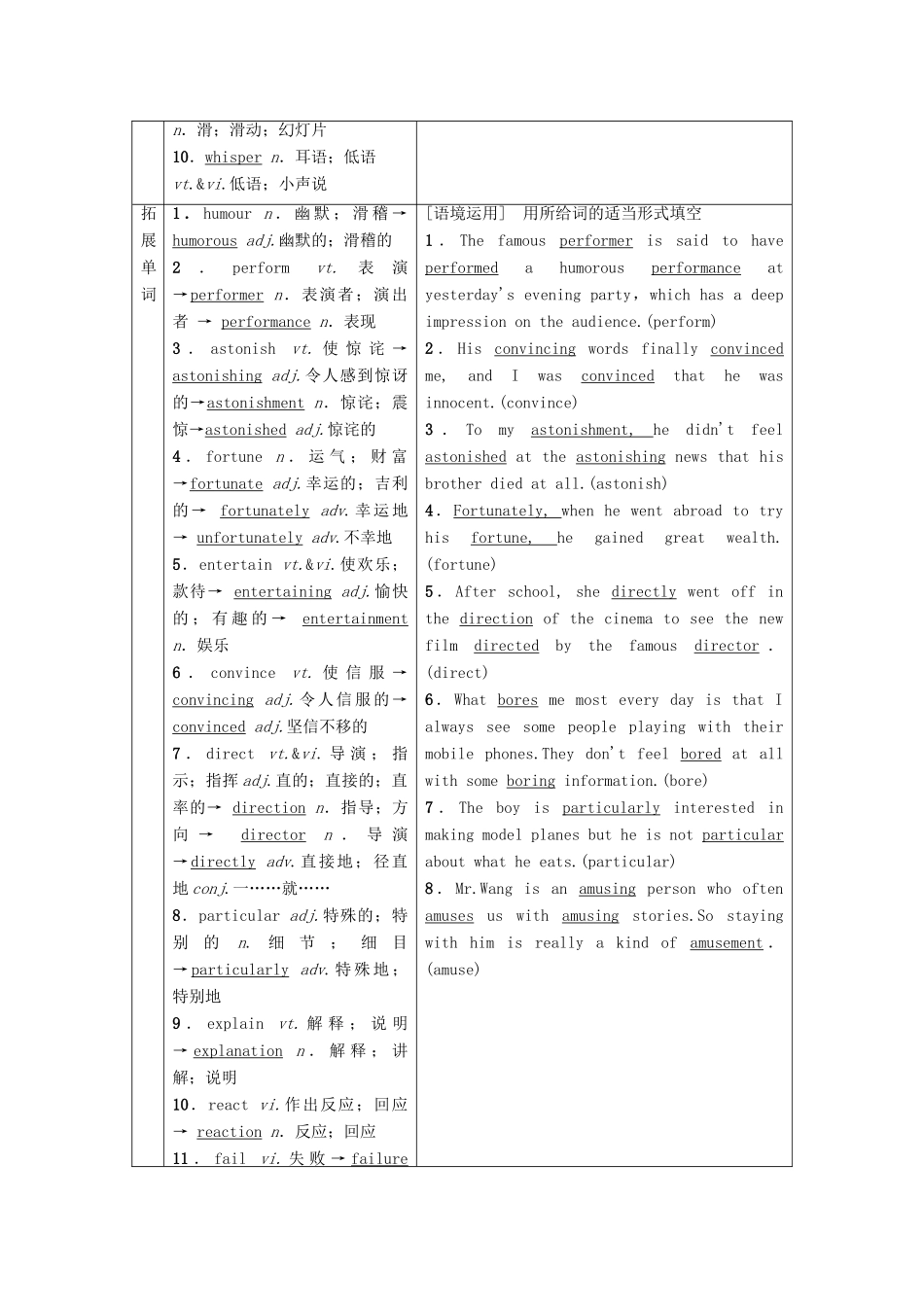 高考英语一轮复习 Unit 3 A taste of English humour教学案 新人教版必修4-新人教版高三必修4英语教学案_第2页