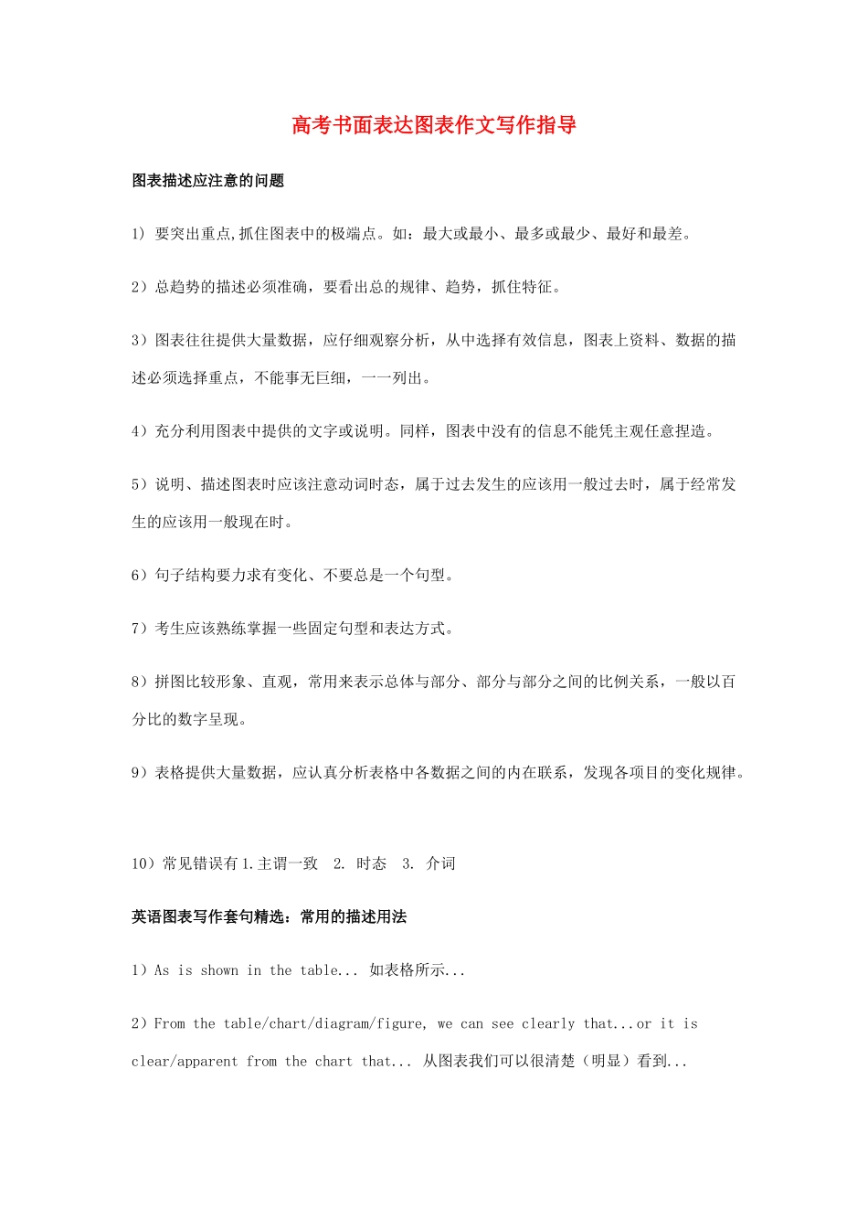 高考英语 书面表达图表作文写作指导素材_第1页