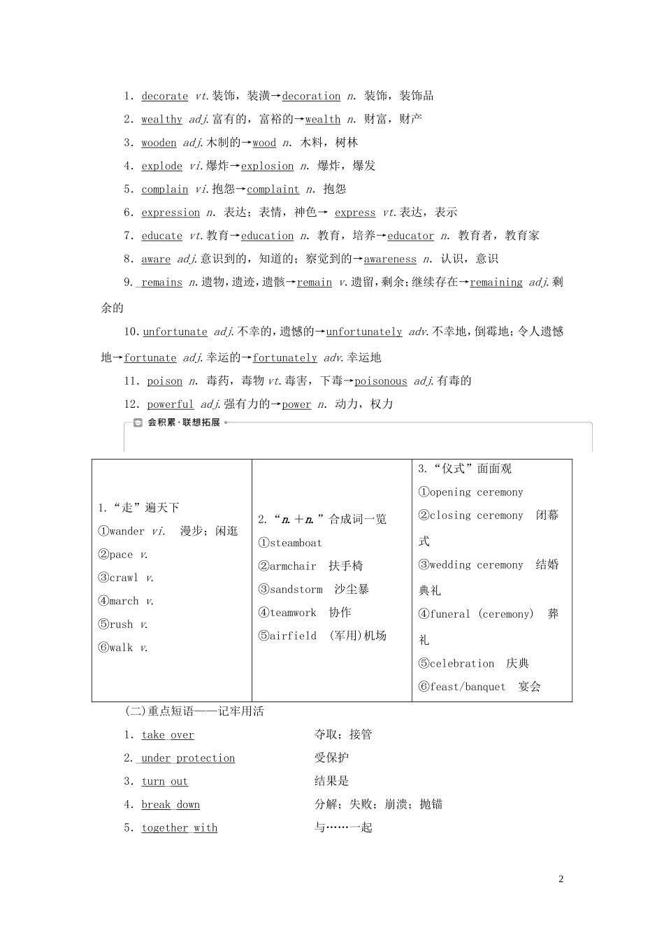 高考英语一轮复习 Unit 3 Back to the past学案 牛津译林版必修3-牛津版高三必修3英语学案_第2页