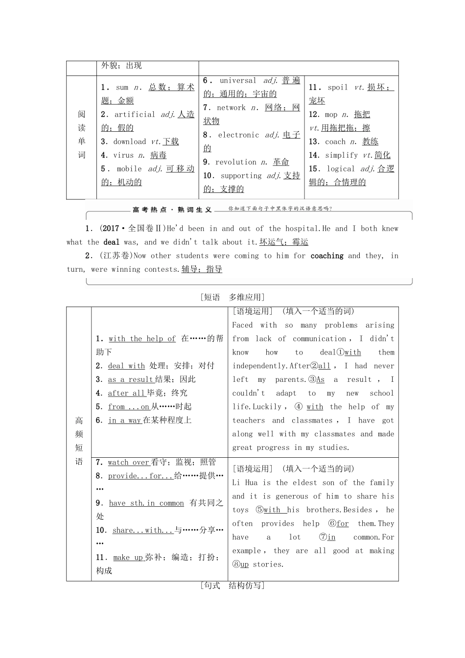 高考英语一轮复习 Unit 3 Computers教学案 新人教版必修2-新人教版高三必修2英语教学案_第3页