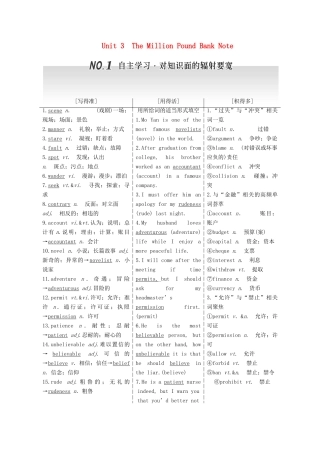 高考英语一轮复习 Unit 3 The Million Pound Bank Note导学案 新人教版必修3-新人教版高三必修3英语学案