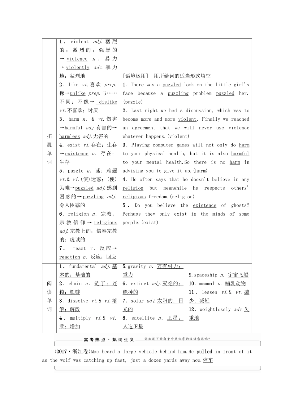 高考英语一轮复习 Unit 4 Astronomy the science of the stars教学案 新人教版必修3-新人教版高三必修3英语教学案_第2页