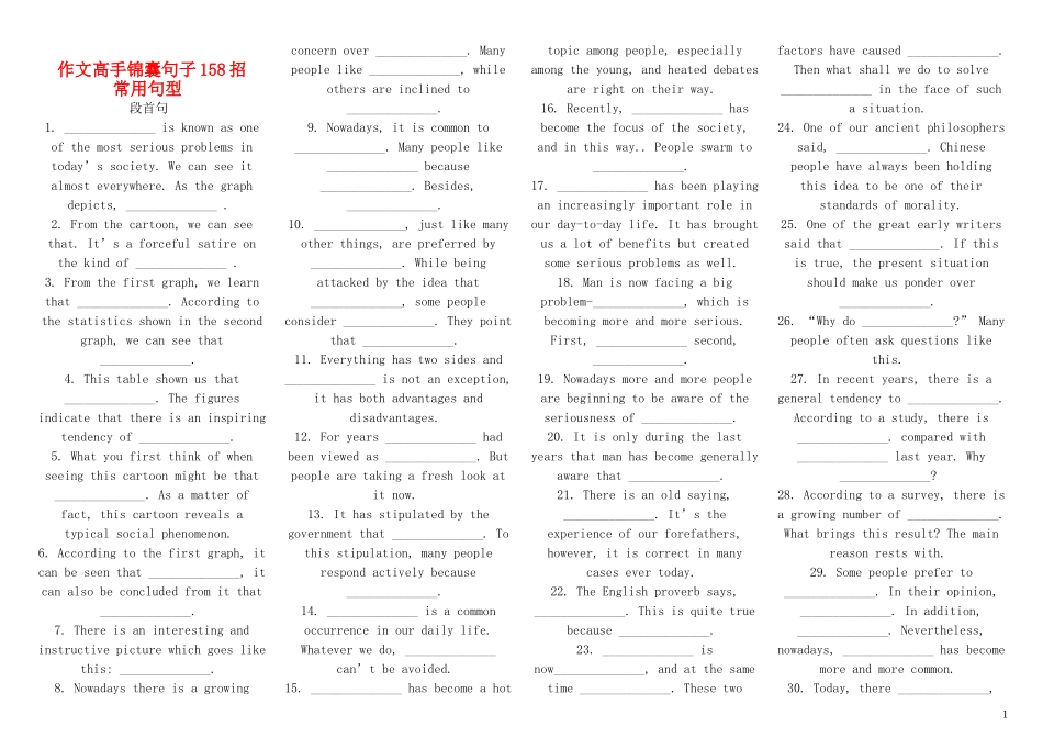 高考英语 英语作文高手锦囊句子158招_第1页
