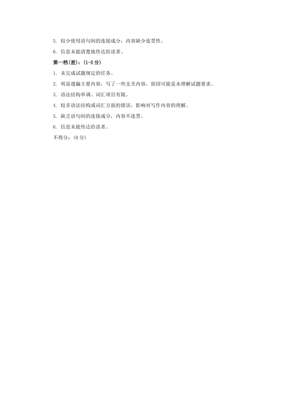 高考英语 作文各档次的给分范围和要求素材_第2页