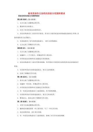高考英语 作文各档次的给分范围和要求素材