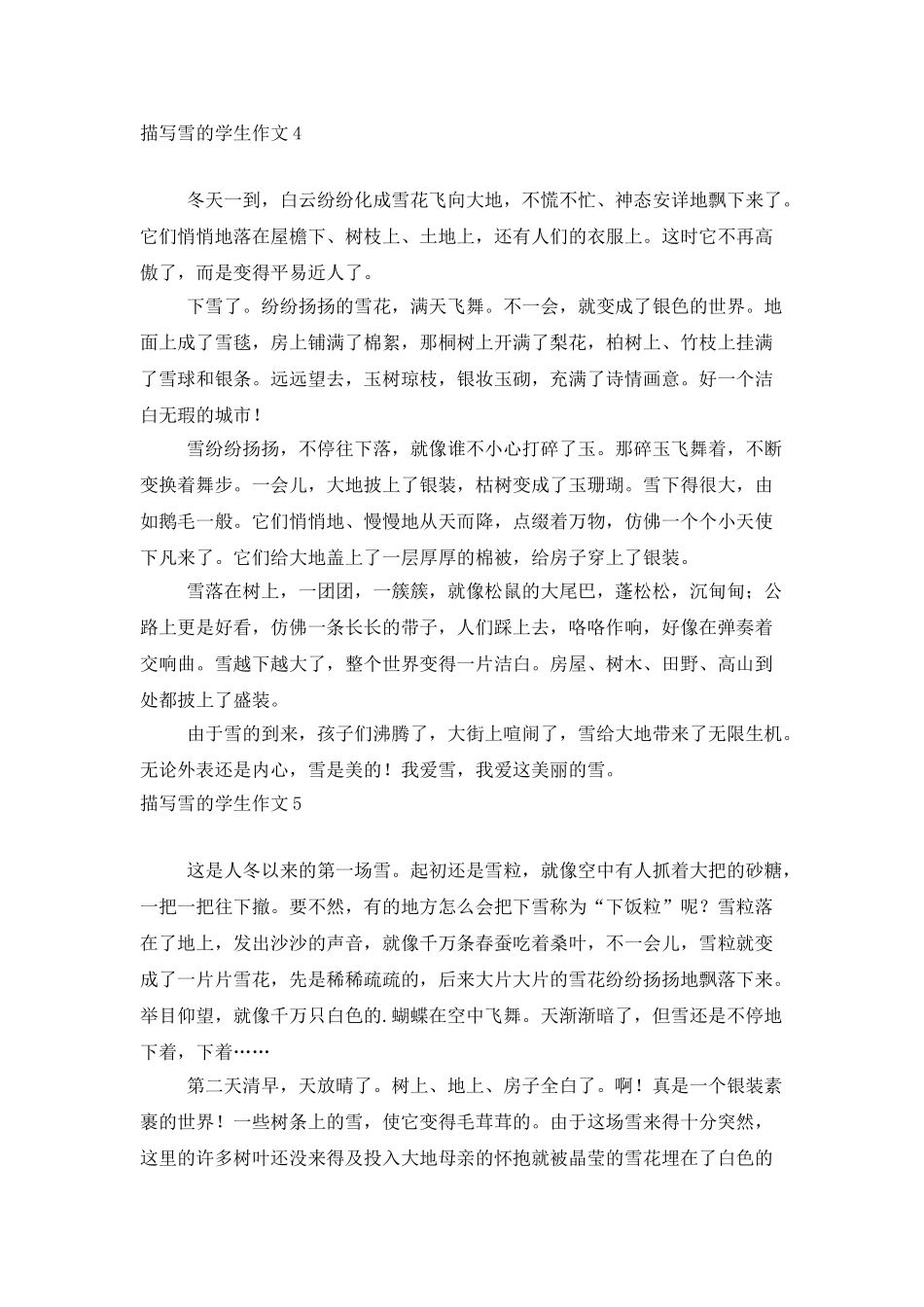 描写雪的学生作文10篇_第3页