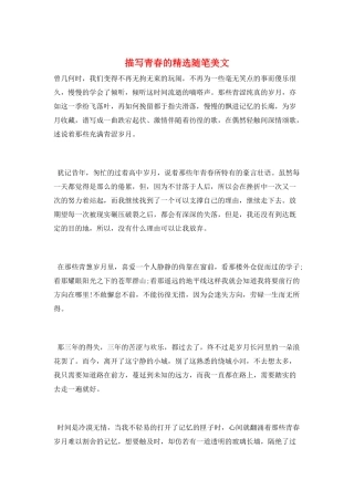 描写青春的精选随笔美文