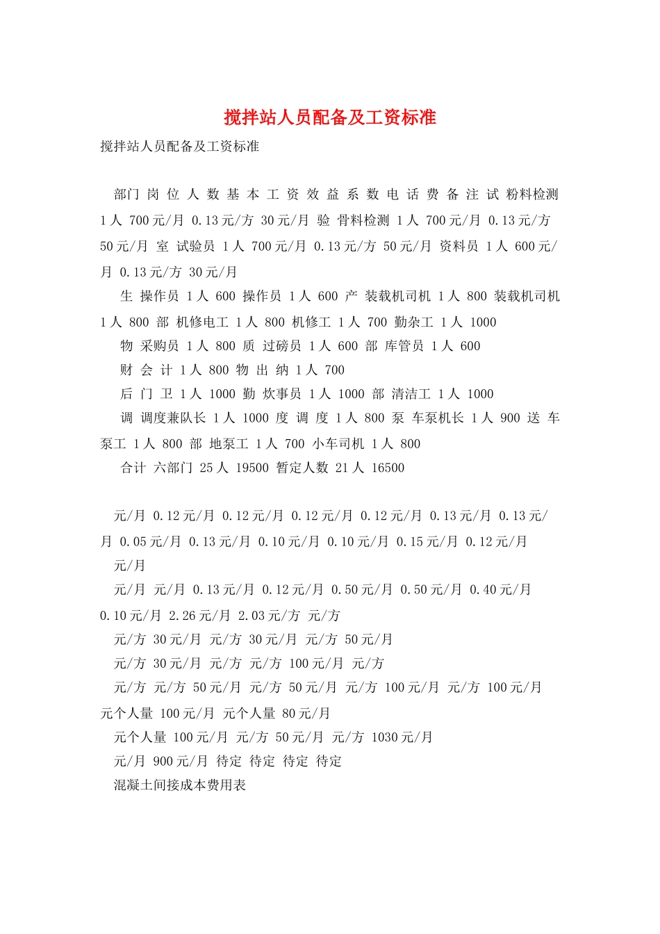 搅拌站人员配备及工资标准_第1页