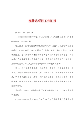 搅拌站项目工作汇报