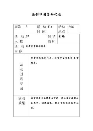 摄影社团活动记录