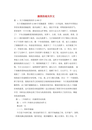 摘菜的相关作文