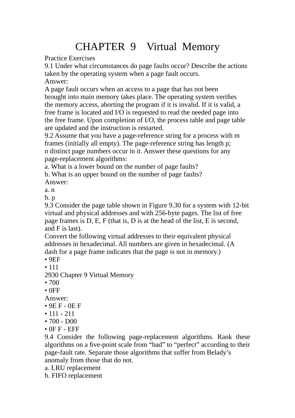 操作系统第九版部分课后作业习题答案分析解析_第1页