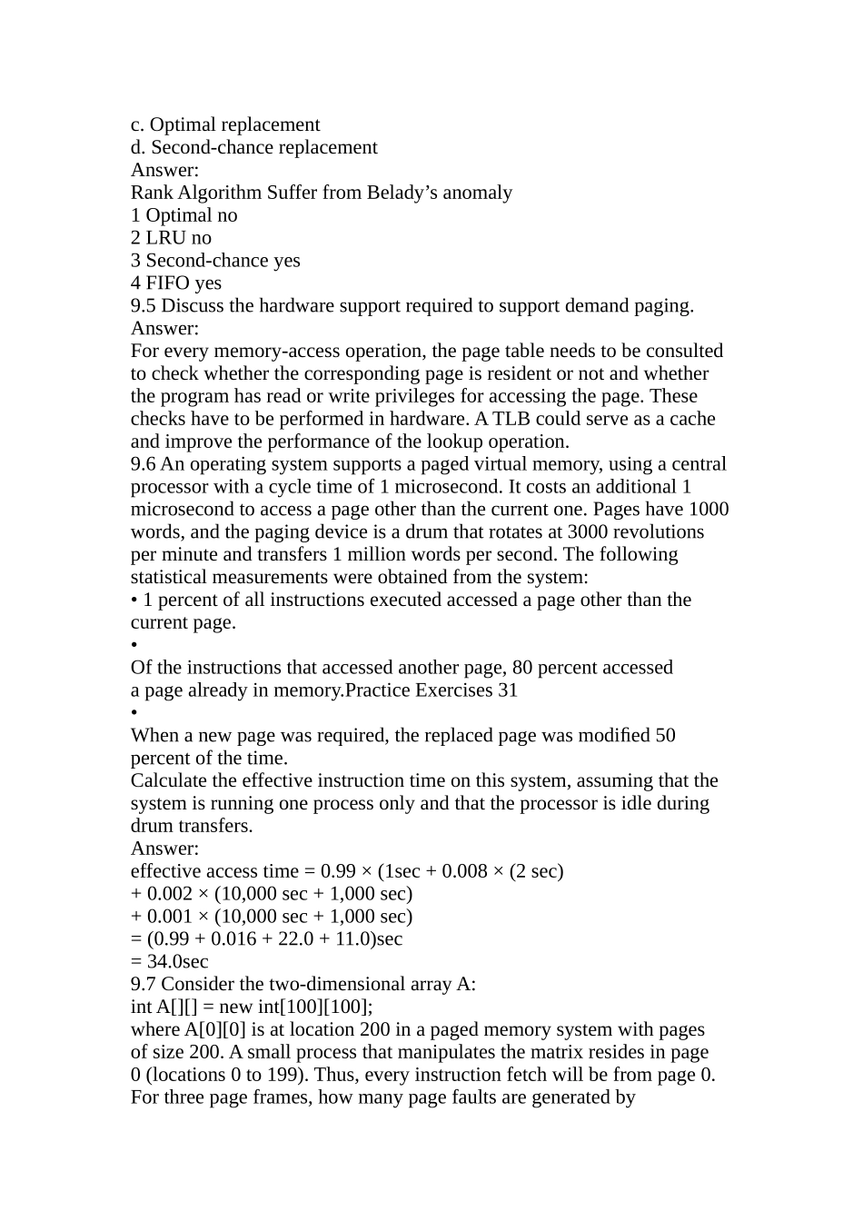 操作系统第九版部分课后作业习题答案分析解析_第2页