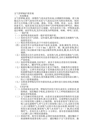 支气管哮喘护理常规