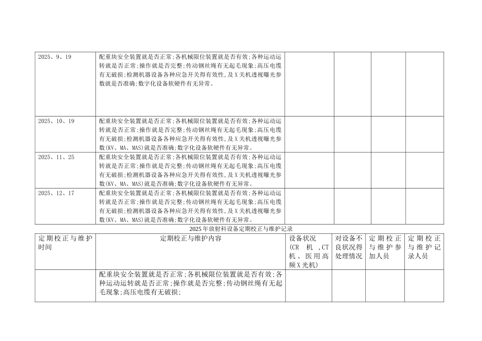 放射科定期校正和维护记录_第3页