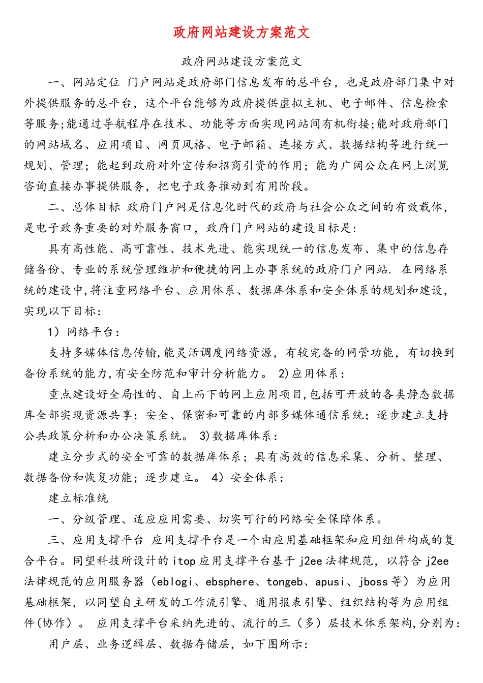 政府网站建设方案范文_第1页