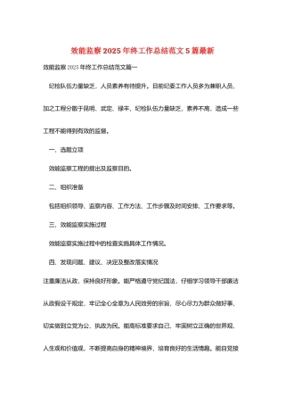 效能监察2025年终工作总结范文5篇最新
