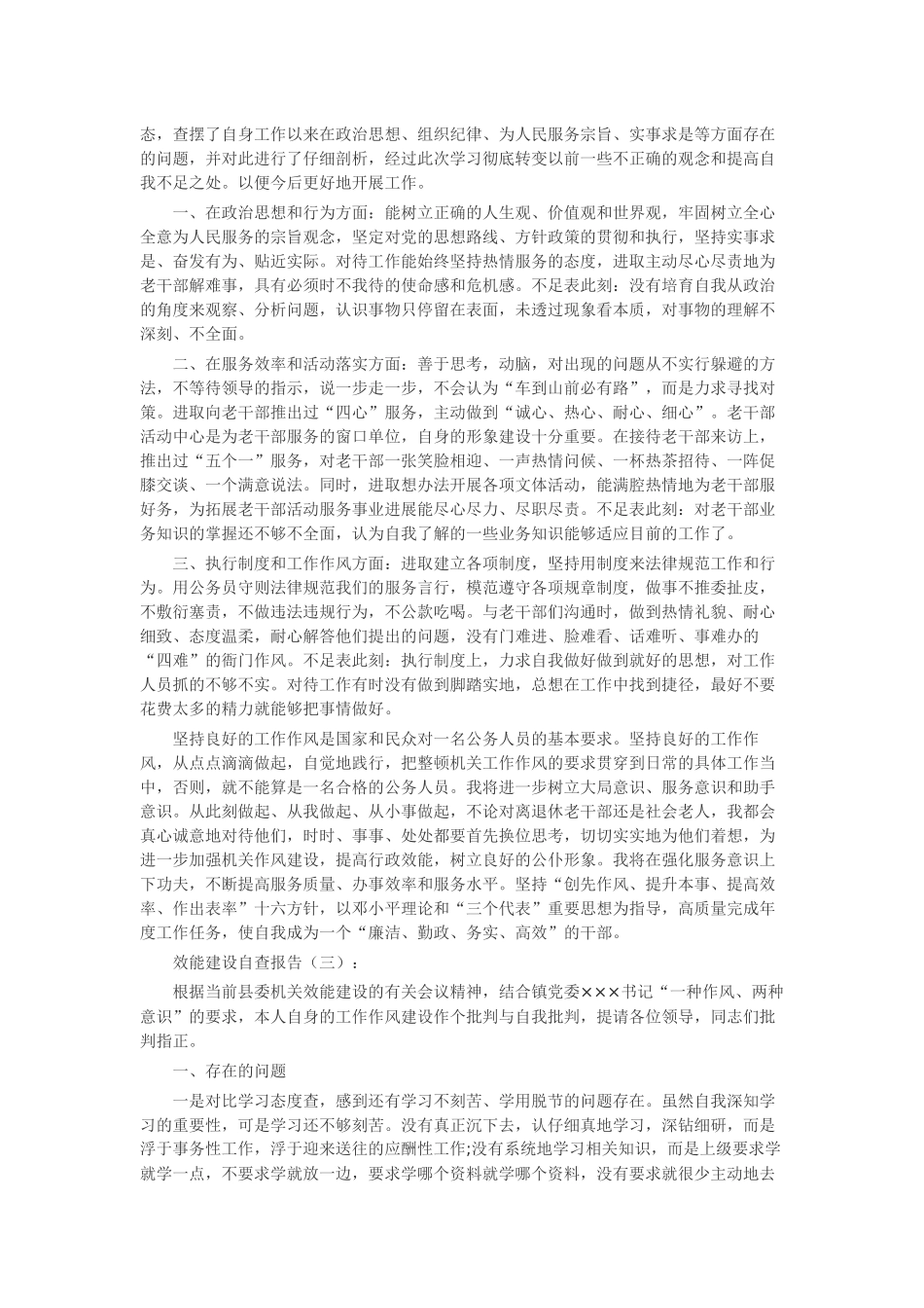 效能建设自查报告10篇-工作报告-工作总结_第2页