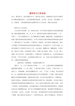 教学实习工作总结