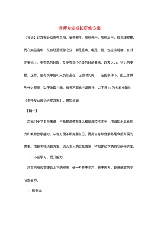 教师专业成长研修计划
