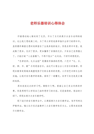 教师乐器培训心得体会