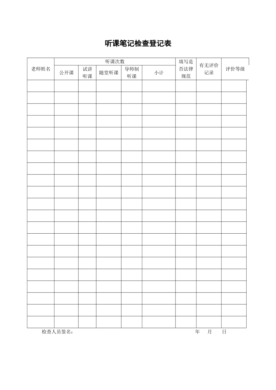 教师教案-学生作业检查登记表_第3页