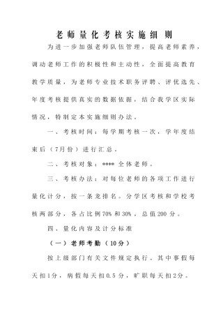 教师量化考核细则