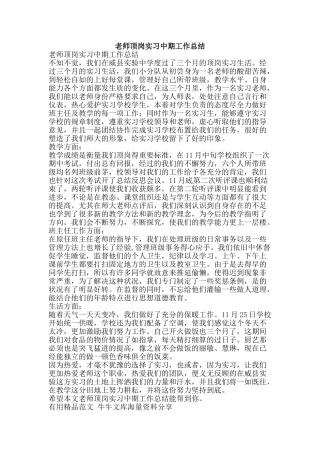 教师顶岗实习中期工作总结-精品范文资料