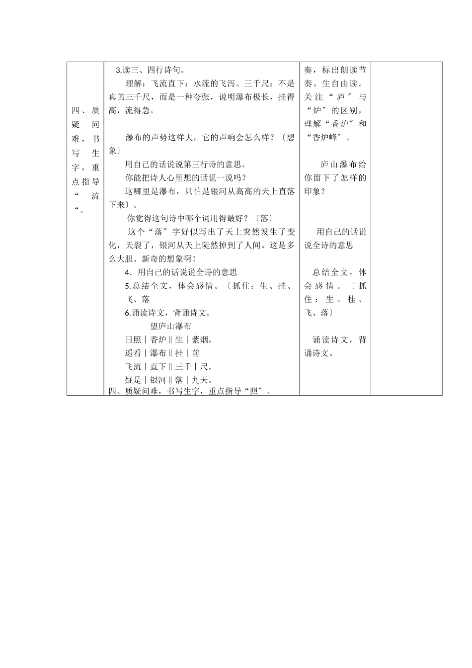教案2《望庐山瀑布》_第3页