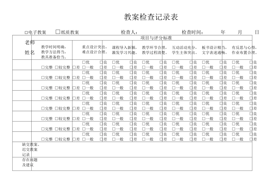 教案检查记录表_第1页