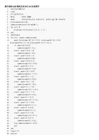 数字通信QAM调制及其MATLAB仿真程序