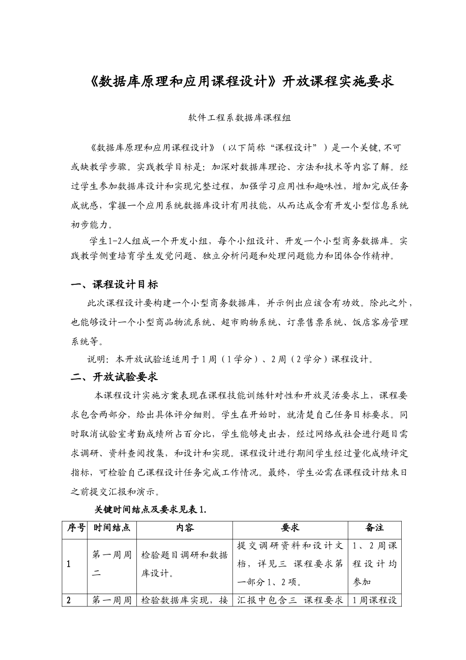 数据库原理与应用专业课程设计开放要求_第1页