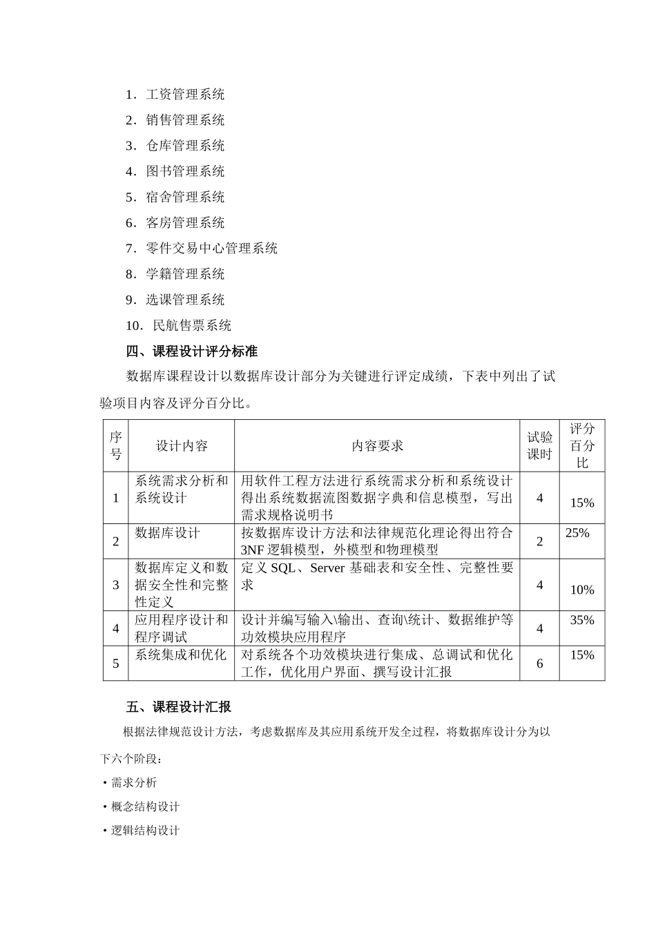 数据库原理专业课程设计内容及要求_第2页