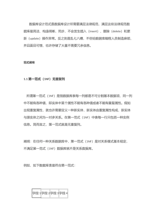 数据库的设计范式规范化样本