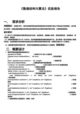 数据结构实验报告(内部排序算法比较)