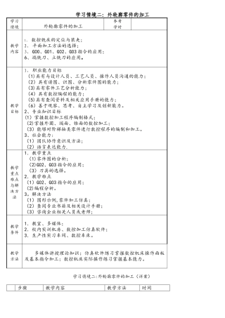 数控加工工艺与编程铣项目二教案