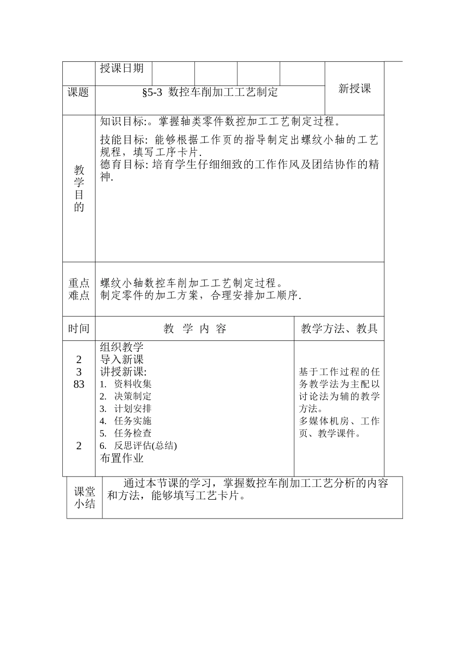 数控加工技术教案_第2页