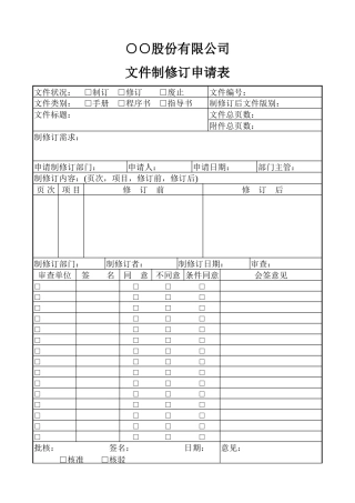 文件制修订申请表
