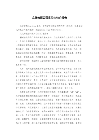 文化传媒公司实习报告